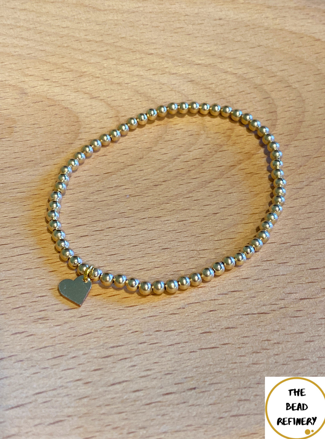 **JUST ADDED** Gold-Filled Bead Bracelet with Heart Charm