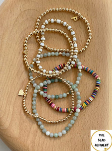 **JUST ADDED** Gold-Filled Bead Bracelet with Heart Charm