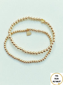 **JUST ADDED** Gold-Filled Bead Bracelet with Heart Bead